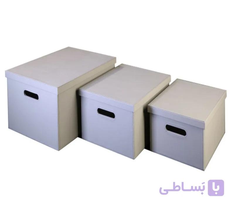 باکس چرمی پرتابل سایز S رنگ طوسی ارتفاع 18 سانتی متر عمق 38 سانتی متر عرض 28 سانتی مترفانتونی کد J983