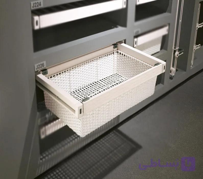 سبد حصیری ریلی داخل کمد لباس سفید ABS سایز 60 فانتونی کد J225