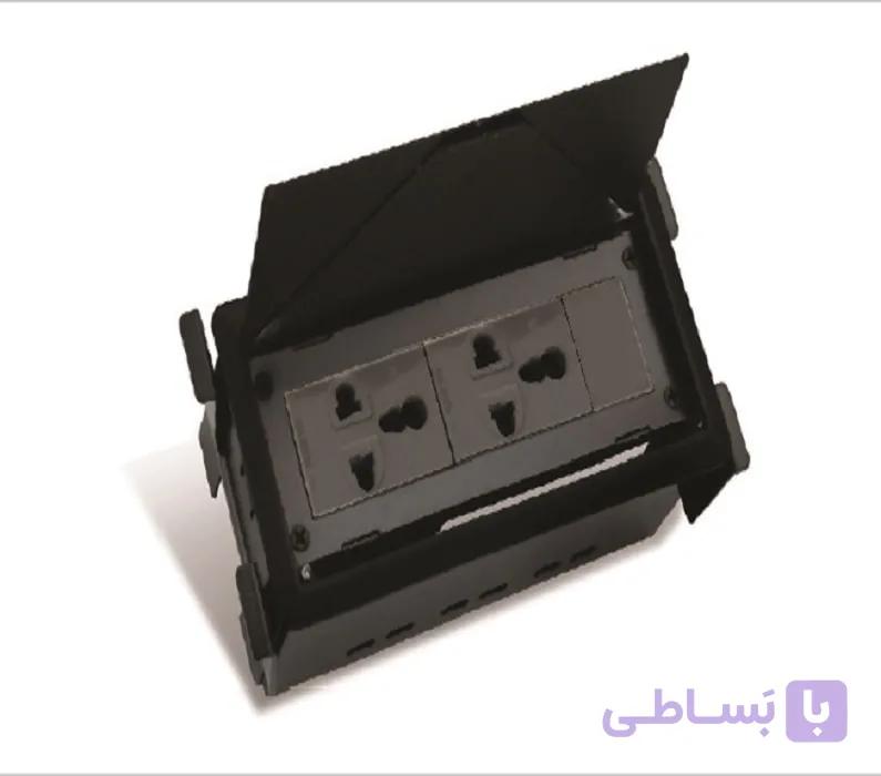 پریز برق پاکت در رنگ سیلور 2 سوکت برق یونیورسال فانتونی کد N338