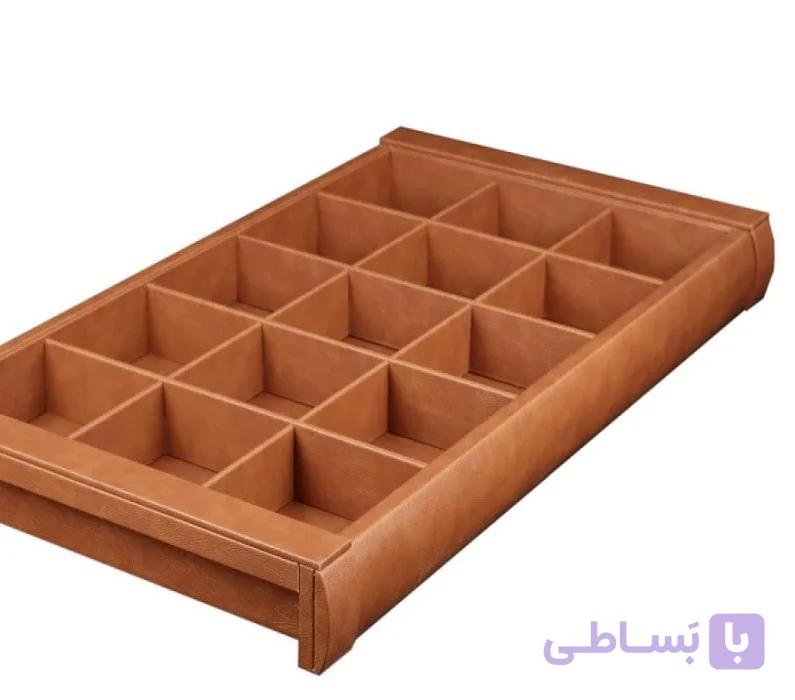سینی مشبک ریلی داخل کمد لباس با فریم چرم رنگ شتری سایز 90 فانتونی کد J605