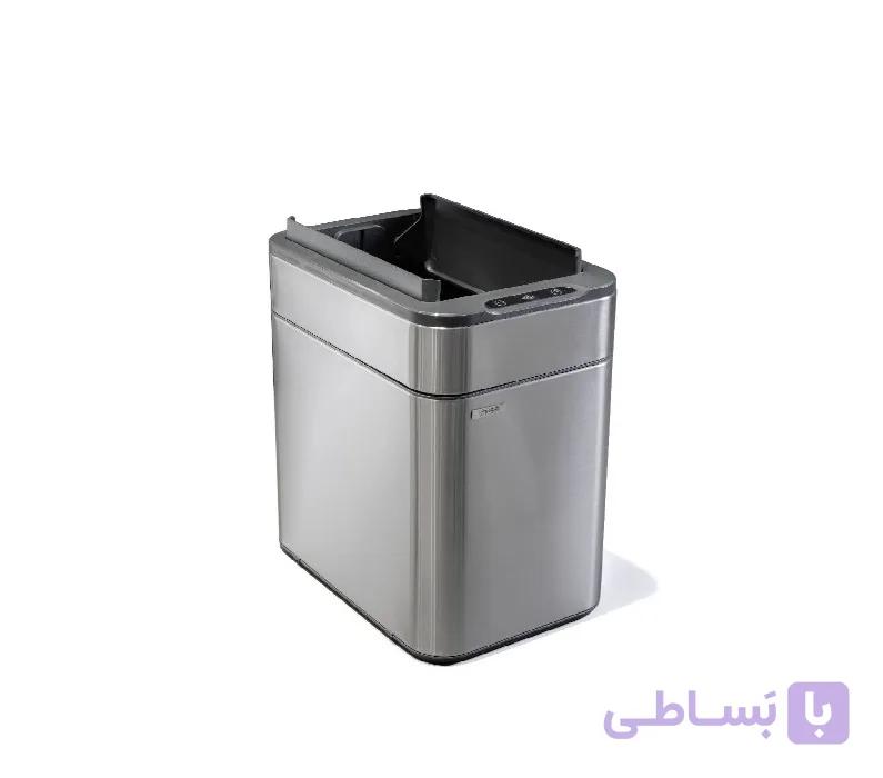 سطل زباله 25 لیتری هوشمند سنسور دار رنگ سفید با درب پروانه ای و سطل داخلی HTN کد HTD507-25L