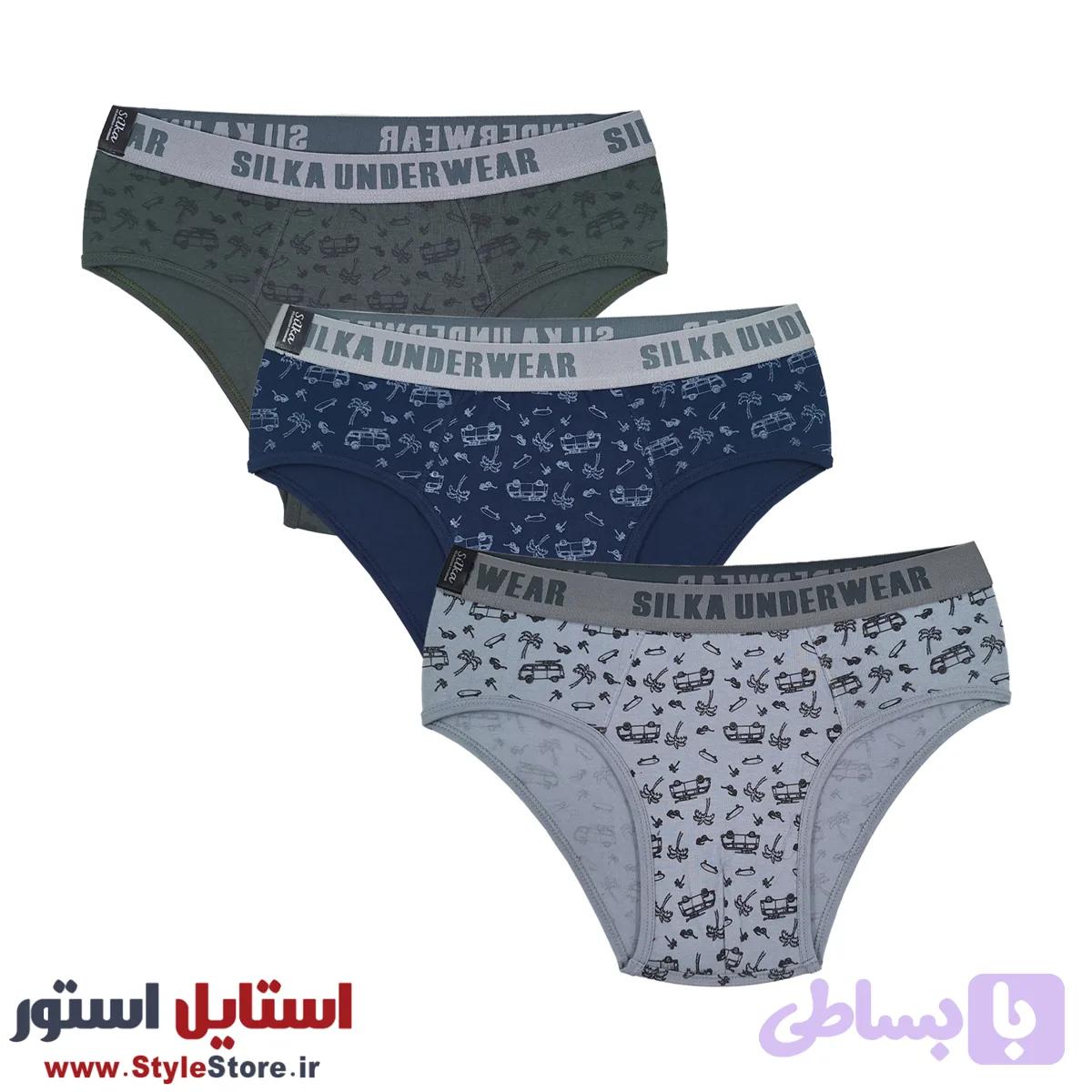 شورت اسلیپ مردانه سیلکا طرح فولکس کد STS-1985 مجموعه 3 عددی — تصویر 1