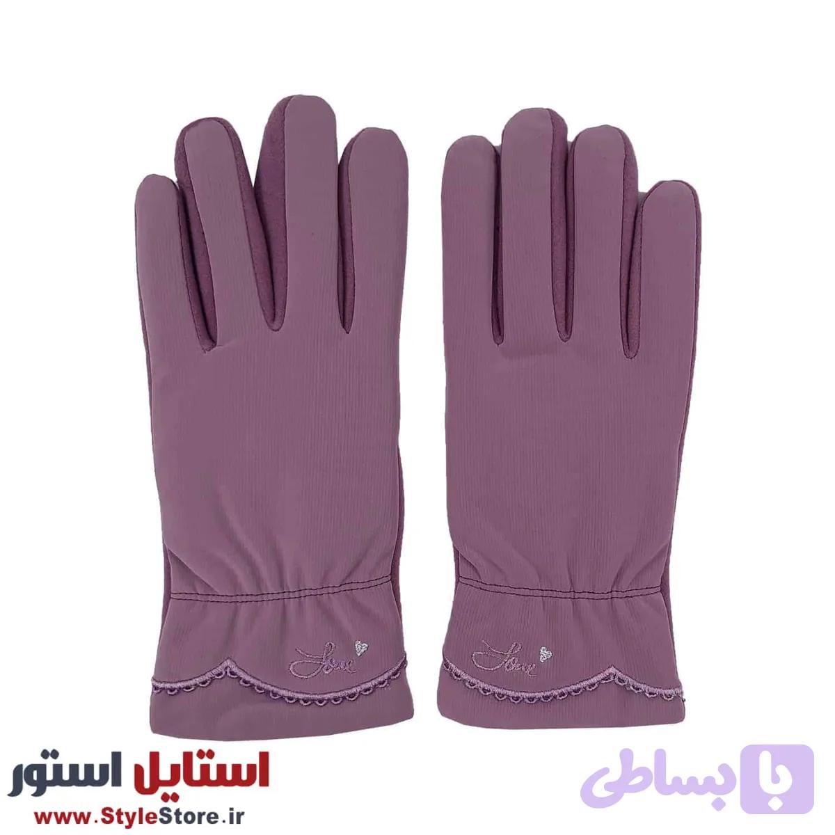 دستکش زنانه مدل AA کد 1469 رنگ یاسی — تصویر 1