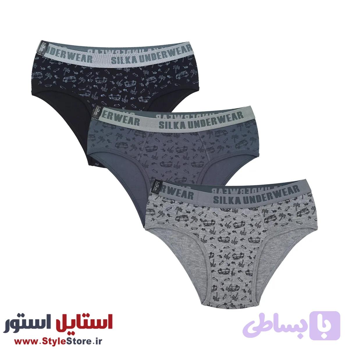 شورت اسلیپ مردانه سیلکا طرح فولکس کد MNT-1986 مجموعه 3 عددی — تصویر 1