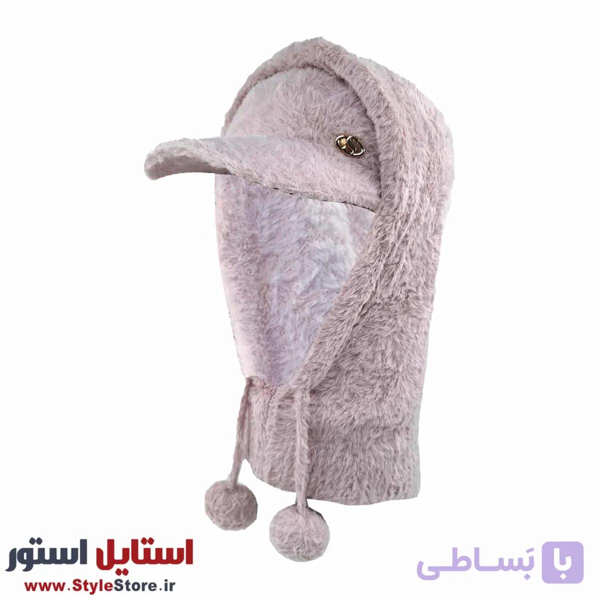 ست کلاه و شال گردن بافتنی زنانه سام مدل 518 رنگ کرم — تصویر 1