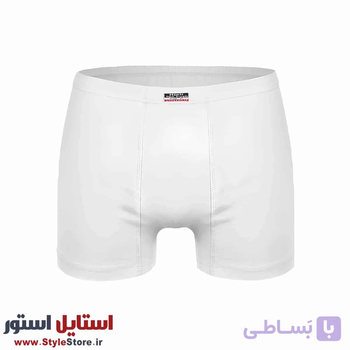 شورت مردانه سفید پادار حریر تن پوش — تصویر 1