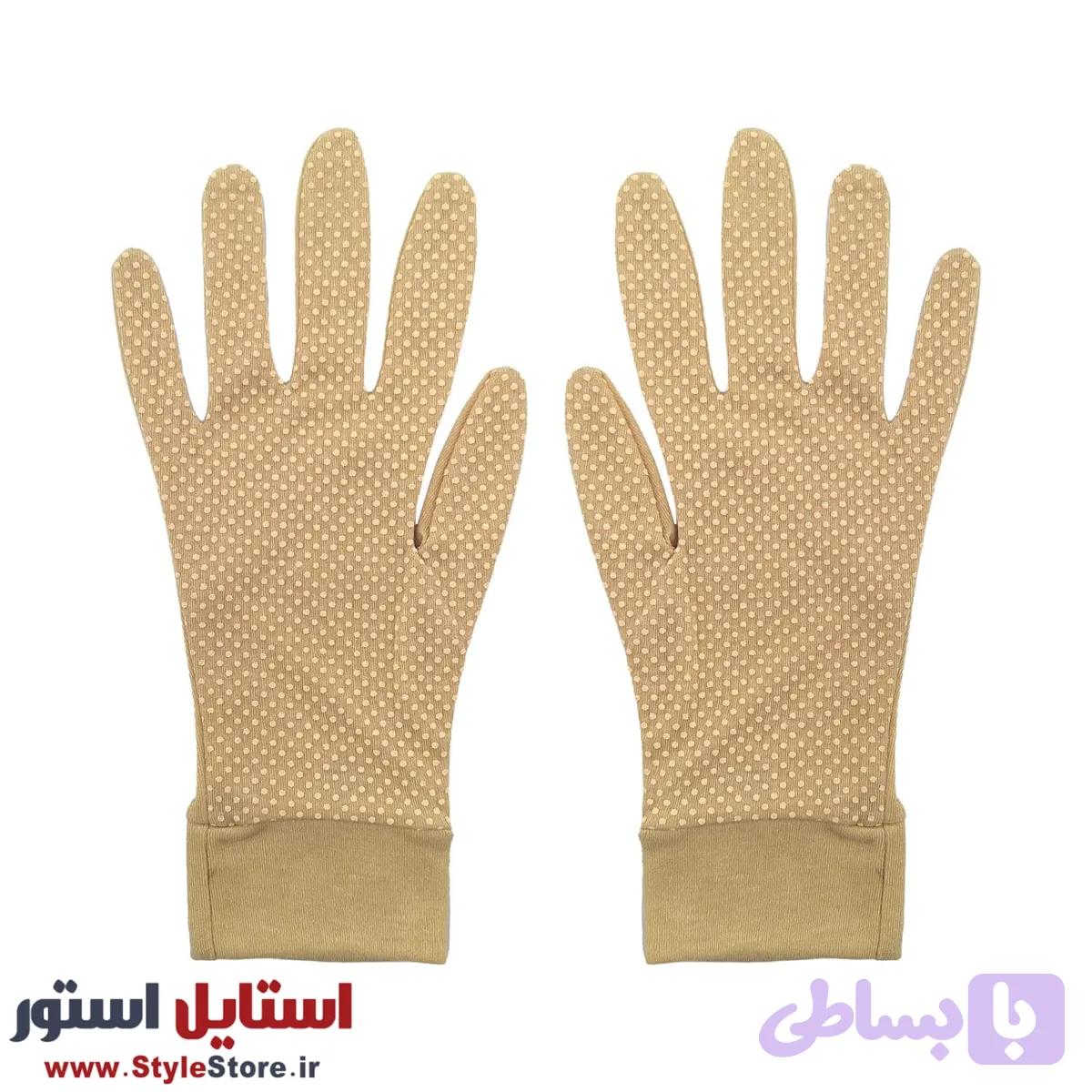 دستکش زنانه رانندگی سیلکا رنگ کرم — تصویر 1