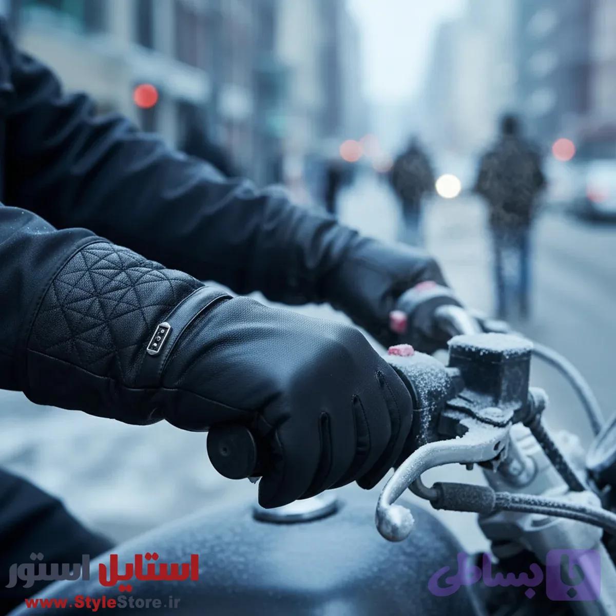 دستکش چرمی موتورسواری مدل CHA-3DOT کد 2053 — تصویر 1