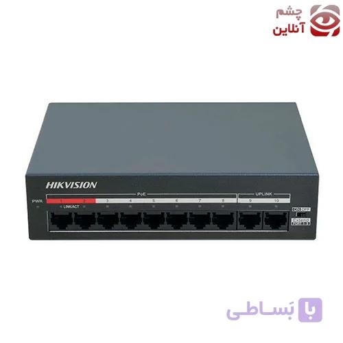 سوییچ شبکه 8 پورت و 2 پورت آپ لینک هایک ویژن مدل DS-XS10-P