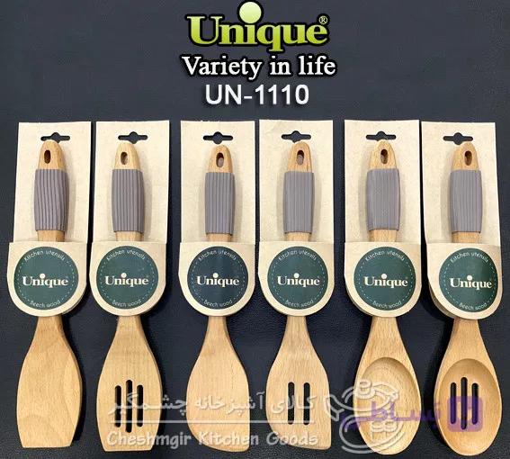 کفگیر و ملاقه تک چوبی دسته سیلیکون کد UN_1110