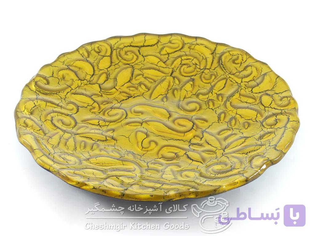 ظرف شیرینی خوری بلور گرد ترک طلایی