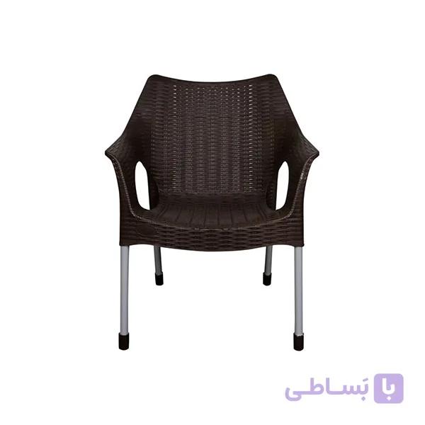 صندلی دسته دار حصیری پایه فلزی ناصر پلاستیک کد 991 — تصویر 1