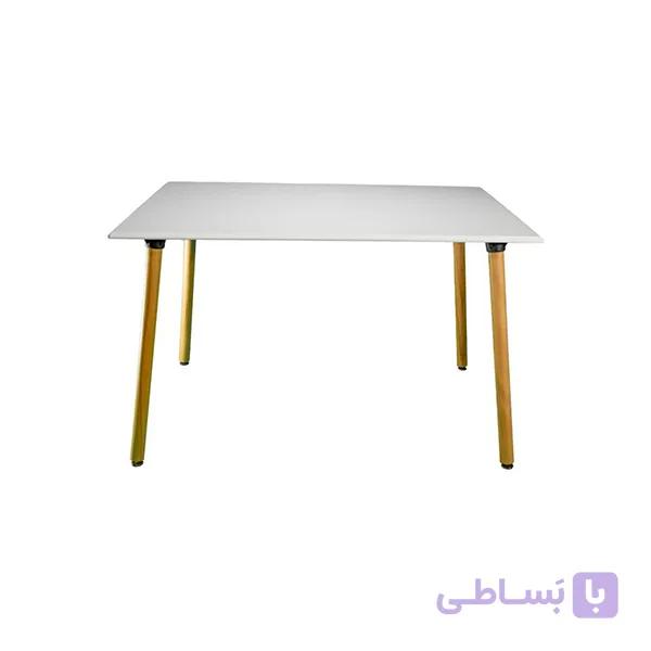 میز مستطیل بنیزان مدل پایه چوبی استوانه ای 120*80