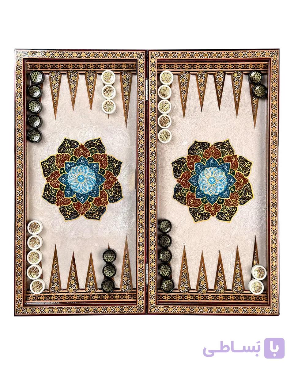 تخته نرد خاتم کاری نقاشی تذهیب طرح افروز کد 10435 — تصویر 1