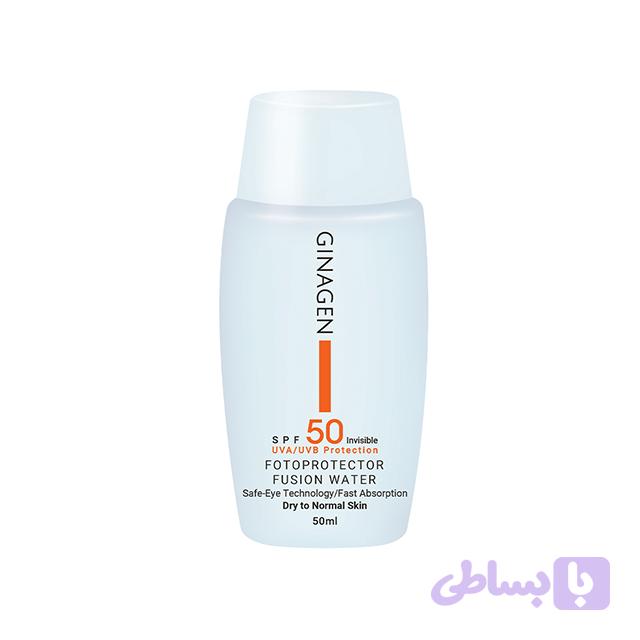 کرم ضد آفتاب بی رنگ پوست معمولی تا خشک با Ginagen SPF50ژیناژن