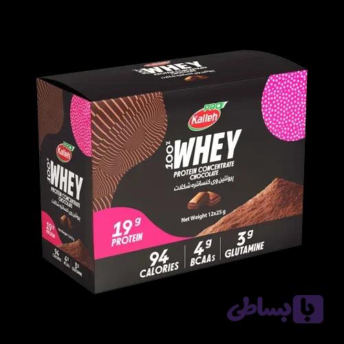 ساشه وی پروتئین 100% کاله پرو 12 عددی با طعم شکلاتی