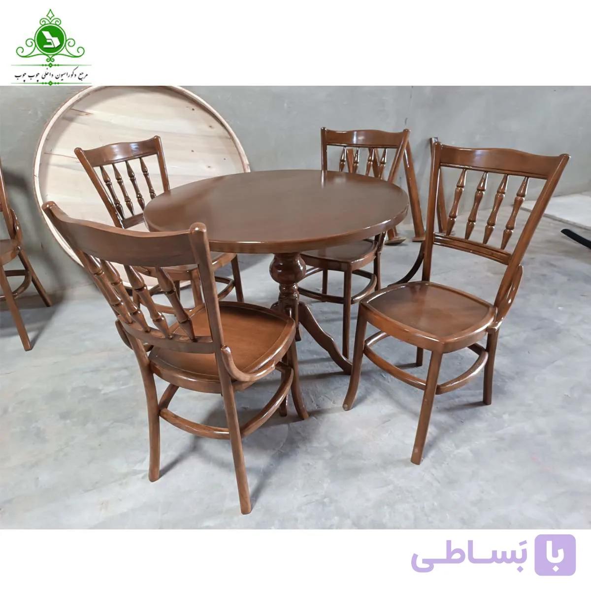 میز و صندلی ناهارخوری چهارنفره مدل لهستانی خراطی — تصویر 1
