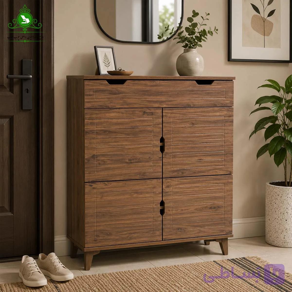 جاکفشی چهار درب MDF وکیوم مدل پازلی — تصویر 1