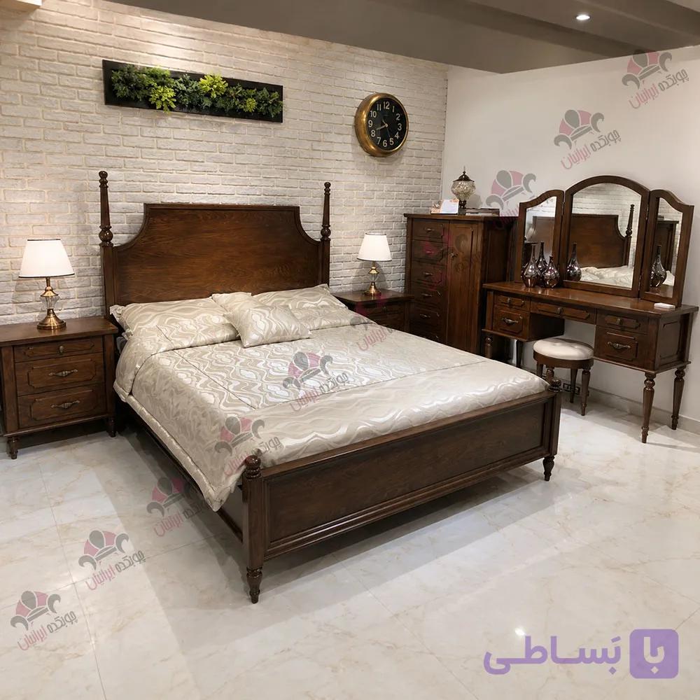 سرویس خواب دو نفره چوبی مدل اطلس — تصویر 1