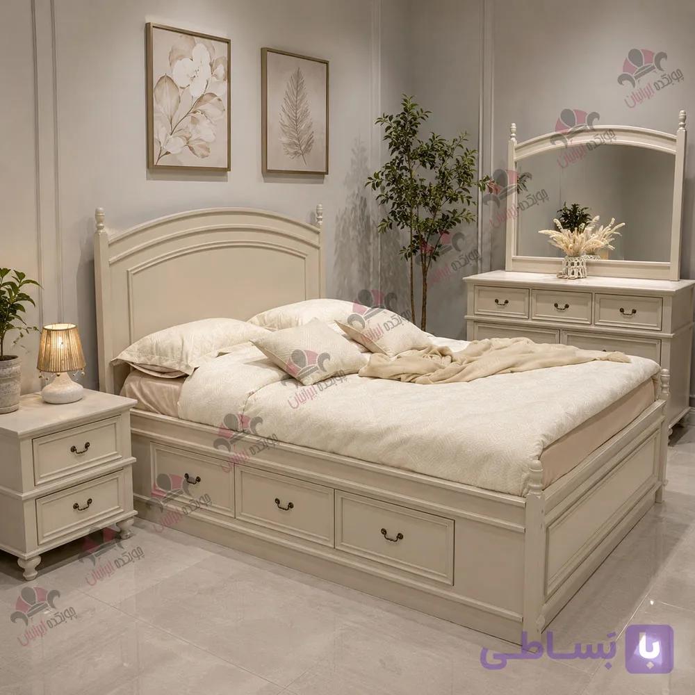 سرویس خواب دو نفره چوبی مدل انجیما — تصویر 1