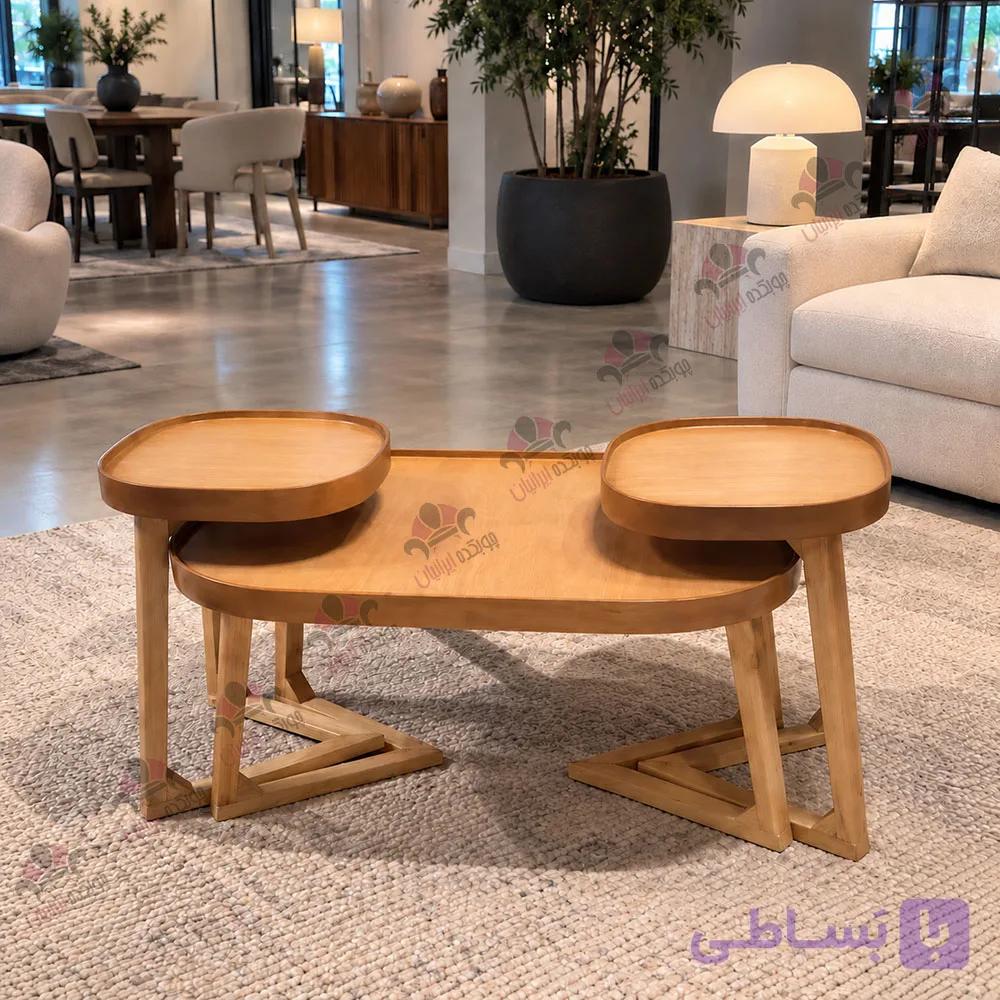 میز جلو مبلی عسلی کمجا مدل لپ تابی گرد لبه دار