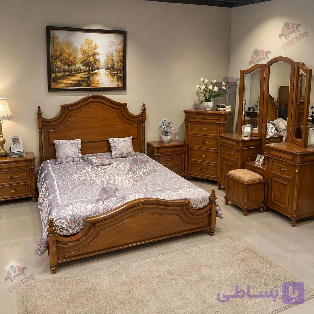 سرویس خواب دو نفره چوبی مدل آرین — تصویر 1