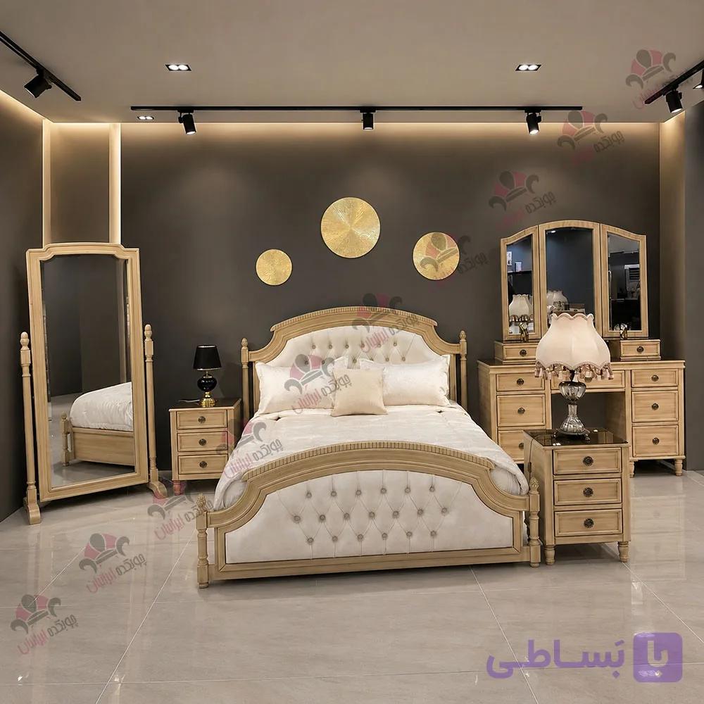 سرویس خواب دو نفره چوبی مدل آلاله