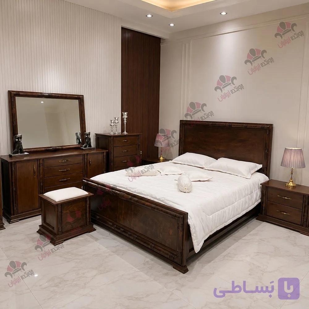 سرویس خواب دو نفره چوبی مدل کالیفرنیا — تصویر 1