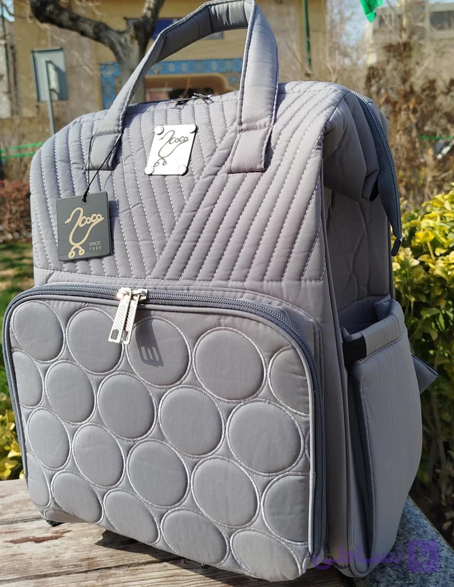 ساک لوازم نوزاد طرح حبابی طوسی ارسال رایگان