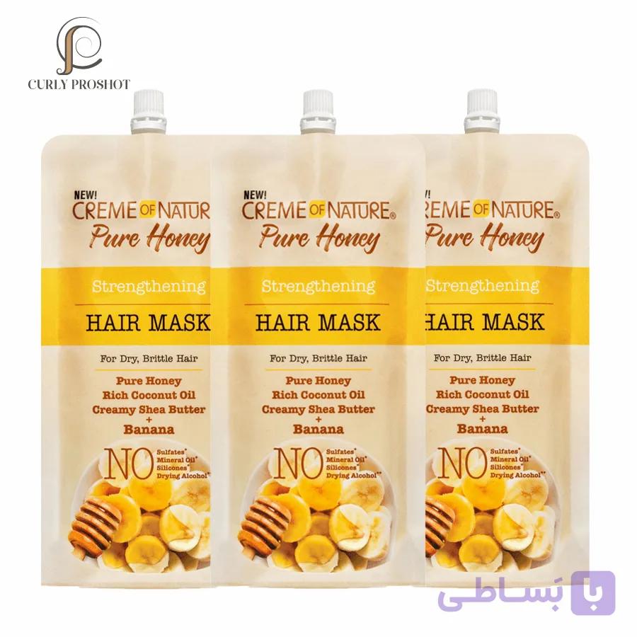 ماسک مو داخل حمام ترمیم ساقه و جلوگیری از موخوره موز نیچر Creme of Nature Pure Honey Strength & Moistrure Banana Hair Mask — تصویر 1