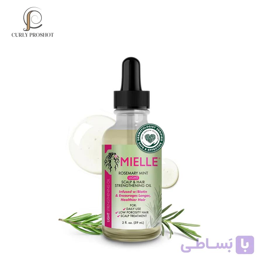 روغن ضد ریزش و استحکام بخش ریشه مو رزماری و بیوتین مدل لایت مایل Mielle Organics Rosemary Mint light Scalp & Hair Strengthening Oil 59ml — تصویر 1