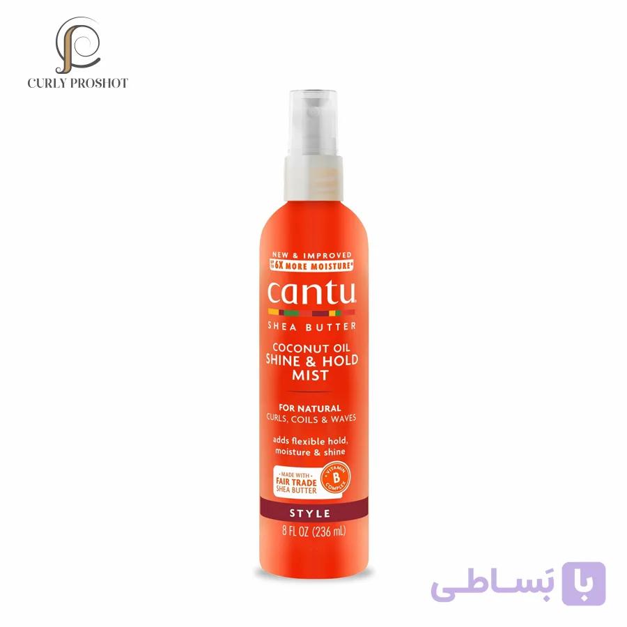 اسپری فیکس کننده و نگهدارنده موی فر کنتو Cantu Coconut Oil Shine & Hold Mist with Shea Butter 236ml — تصویر 1