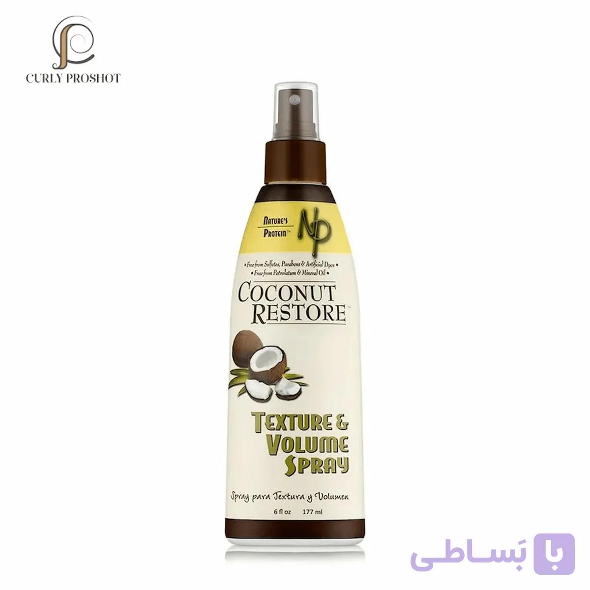 اسپری حالت دهنده و حجم دهنده مو Nature’s Protein حجم 177 میل Nature’s Protein Coconut Restore Texture & Volume Spray