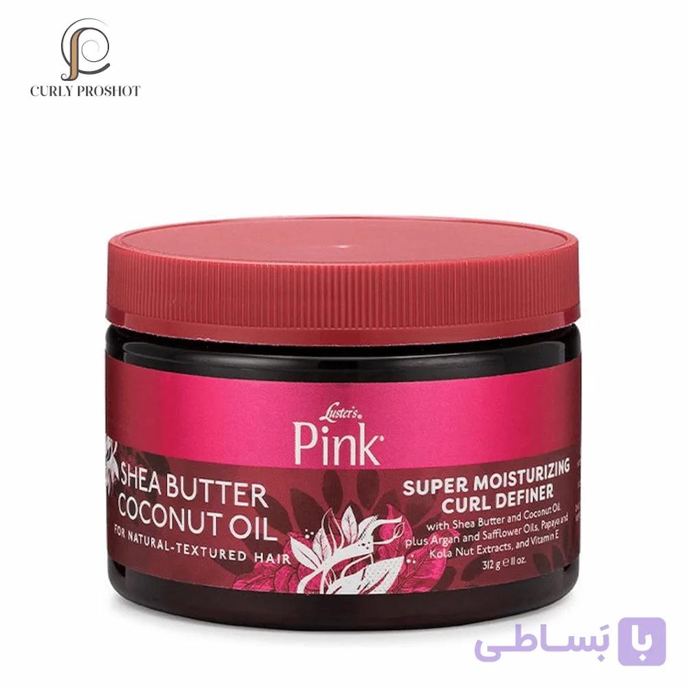 کرم فر کننده و آبرسان عمیق مو پینک Lusters Pink Shea Butter Coconut Oil Super Moisturizing Curl Definer 312g