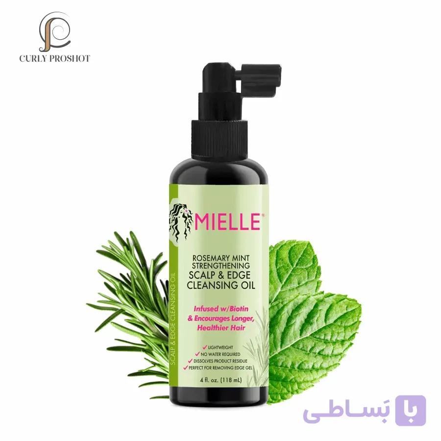 روغن پاک کننده و ریفرش کننده کف سر و شقیقه رزماری و بیوتین مایل Mielle Organics Rosemary Mint Strengthening Scalp & Edge Cleansing Oil 118ml — تصویر 1