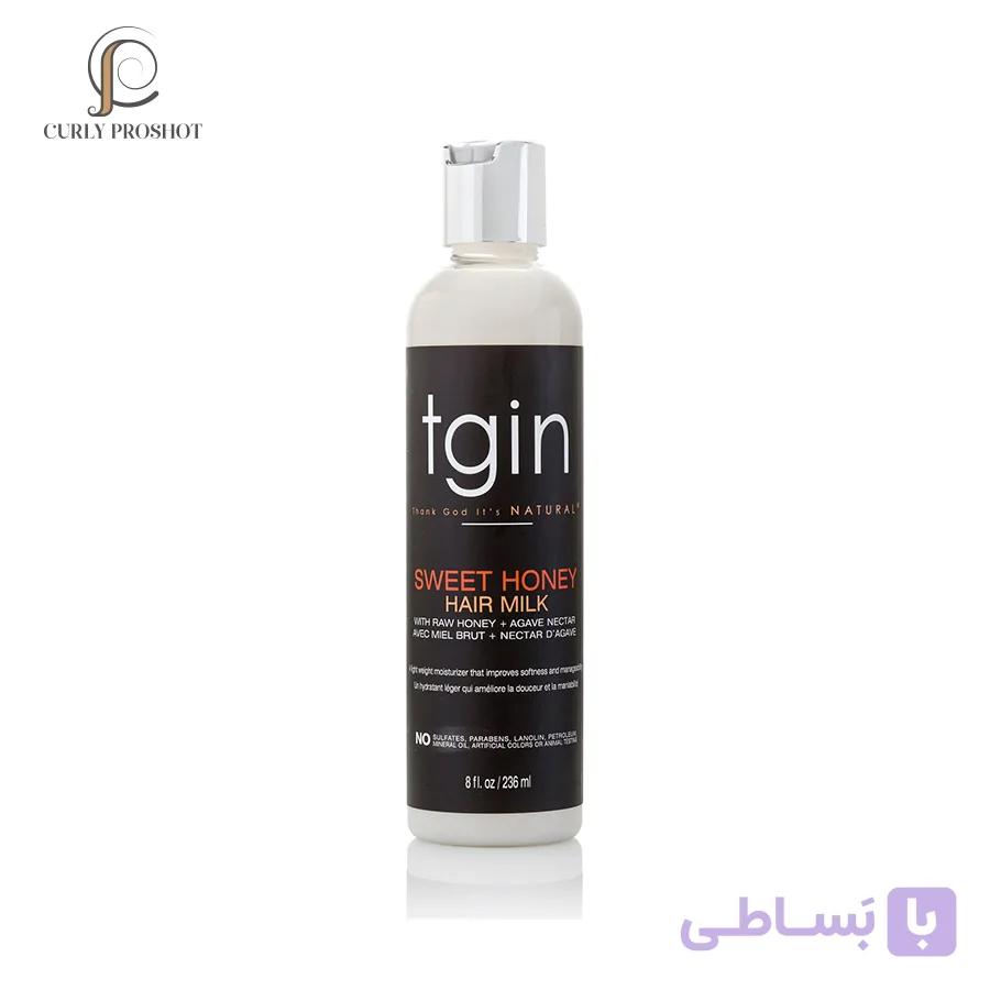شیر مو بعد حمام Tgin حجم 236 میل Thank God It’s Natural (tgin) Sweet Honey Hair Milk — تصویر 1