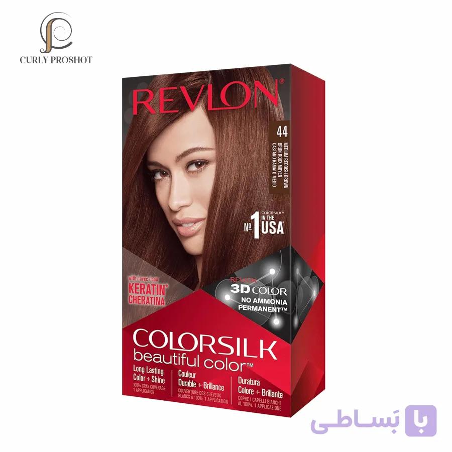 رنگ مو بدون آمونیاک قهوه‌ای قرمز متوسط 44 رولون Revlon Colorsilk Beautiful Hair Color44 — تصویر 1