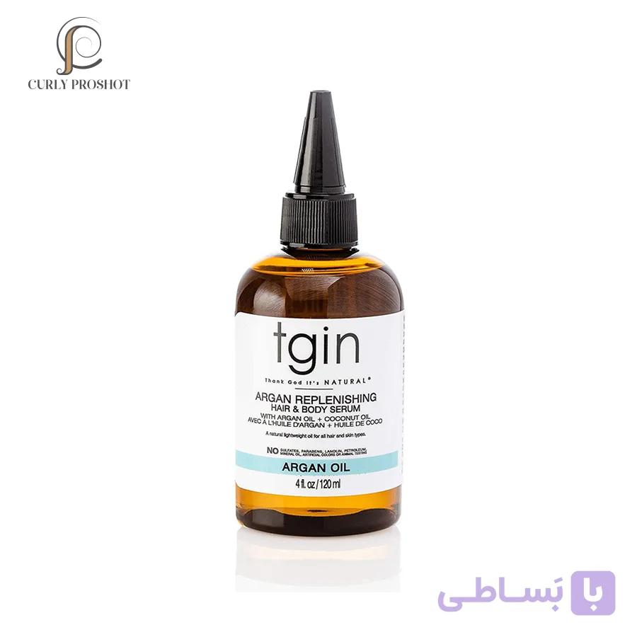 سرم ترمیم کننده پوست و مو آرگان Tgin حجم 120 میل Tgin Argan Replenishing and Hair Body Serum — تصویر 1