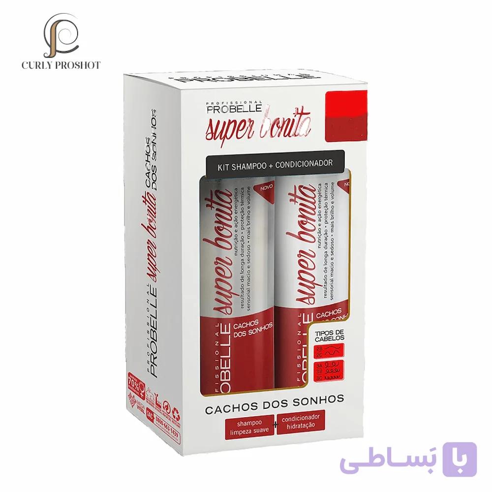 پک شامپو و نرم کننده احیای حالت مو و تغذیه کننده پروبل Probelle Super Bonita Cachos Dos Sonhos Kit Shampoo + Condicionador 500ml — تصویر 1