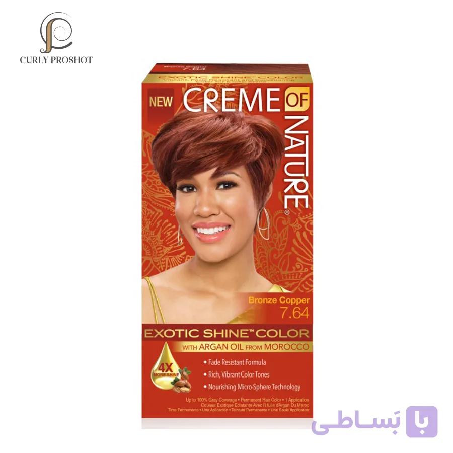 رنگ مو نیچر شماره 7.64 رنگ برنز مسی Creme Of Nature Exotic Shine Color Bronze Copper 7.64 — تصویر 1