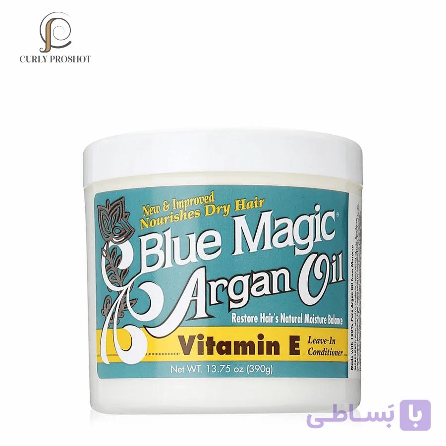 کرم آبرسان بعد حمام بازگردانی رطوبت طبیعی مو آرگان و ویتامین E بلو مجیک Blue Magic Argan Oil & Vitamin E Leave-in Conditioner 390g