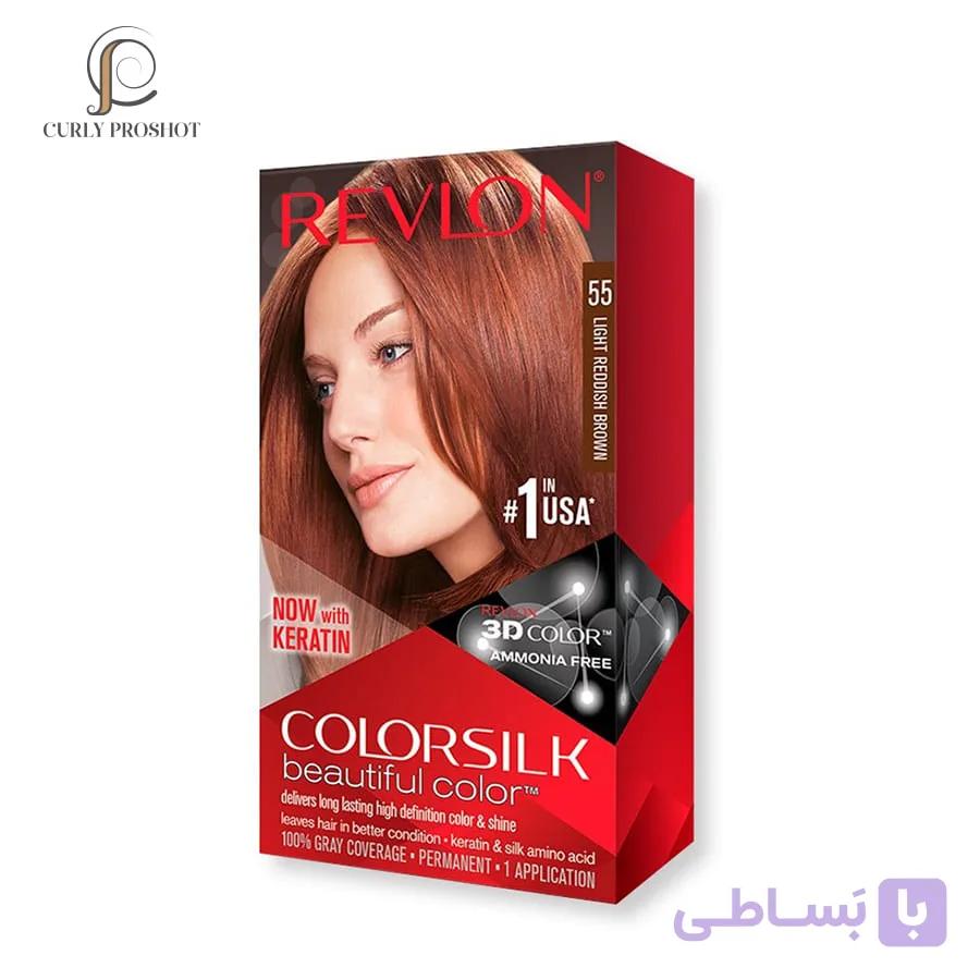 رنگ مو قهوه ای قرمز روشن 55 رولون Revlon Colorsilk Beautiful Hair Color55