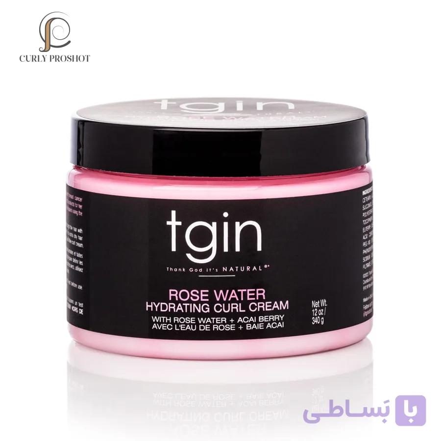 کرم فر کننده و آبرسان رز واتر Tgin حجم 340گرم Thank God It’s Natural (Tgin) Rose Water Hydrating Curl Cream — تصویر 1