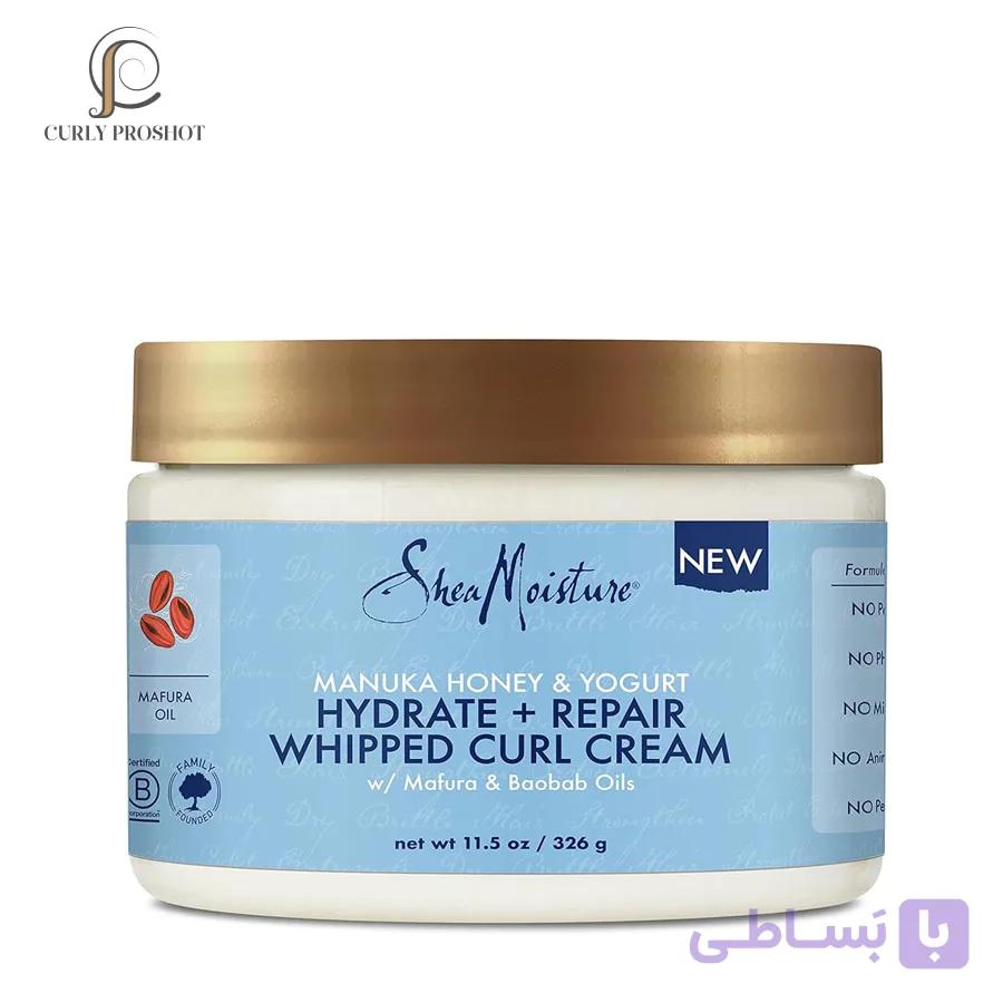 کرم فر کننده آبرسان و ترمیم کننده ماست و عسل شی مویسچر SheaMoisture Hydrate and Repair Moisturizing Curl Cream 326g — تصویر 1