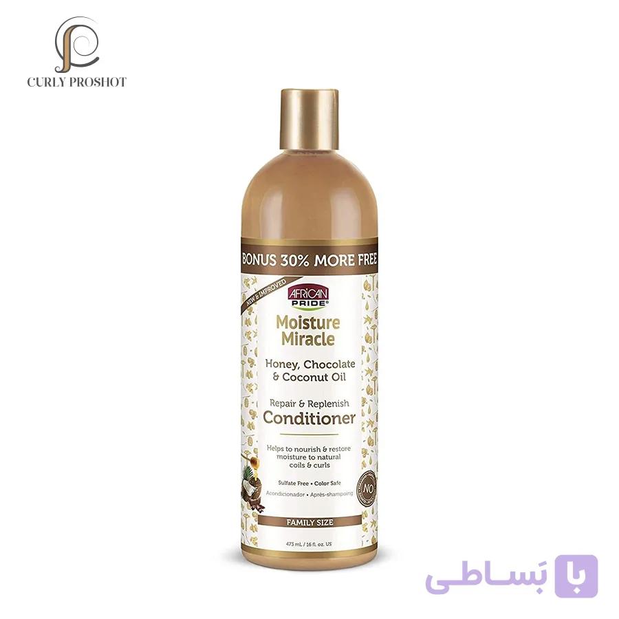 نرم کننده داخل حمام عسل و روغن نارگیل آفریکن پراید African Pride Moisture Miracle Honey Chocolate & Coconut Oil Conditioner — تصویر 1