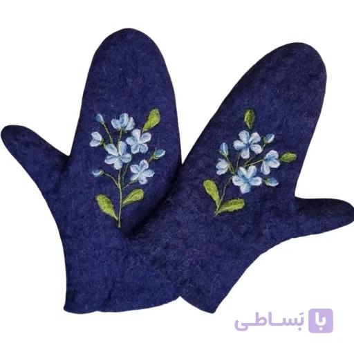 دستکش نمدی جلو بسته طرح یاس — تصویر 1