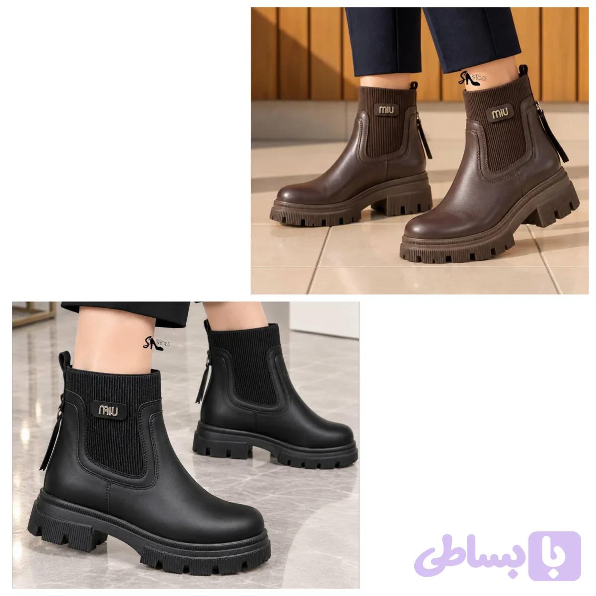 نیم بوت بغل کش طرح min زنانه ds02407 — تصویر 1