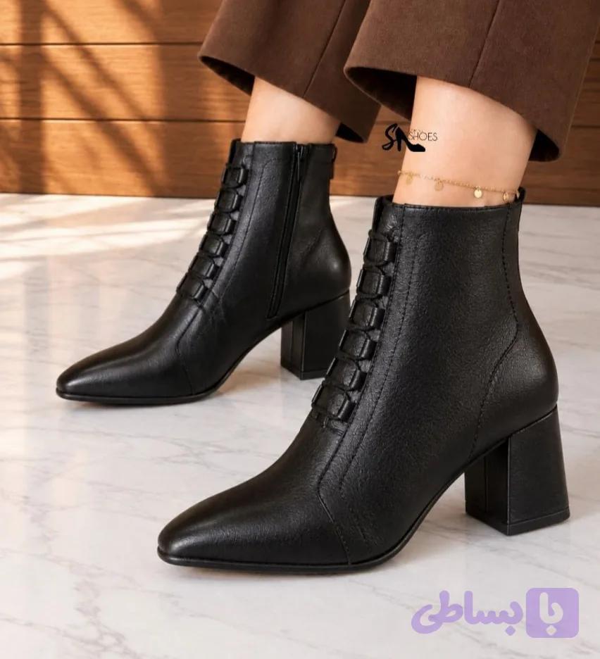 بوت جلو مربعی پاشنه دار زنانه ds02403