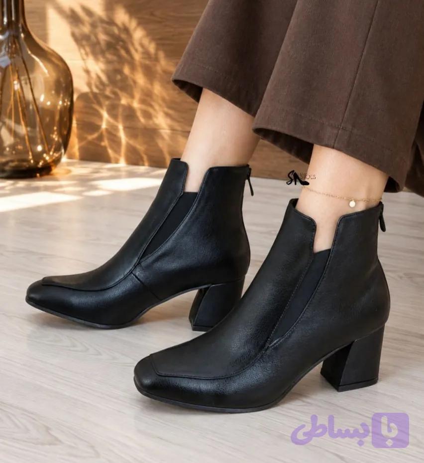بوت جلو مربعی پاشنه دار زنانه ds02402 — تصویر 1