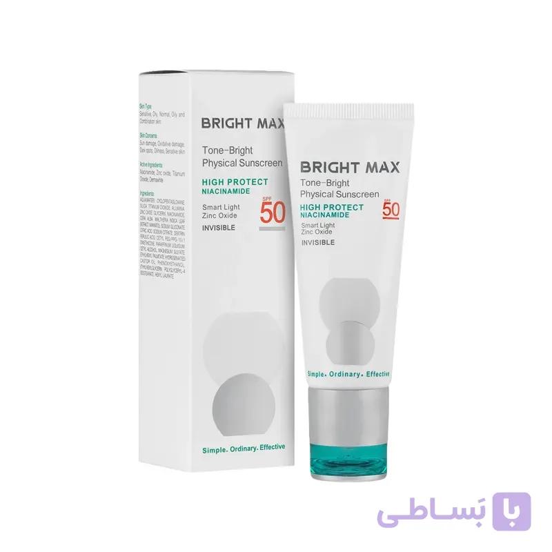 کرم ضد آفتاب فیزیکال تن برایت SPF50 برایت مکس — تصویر 1